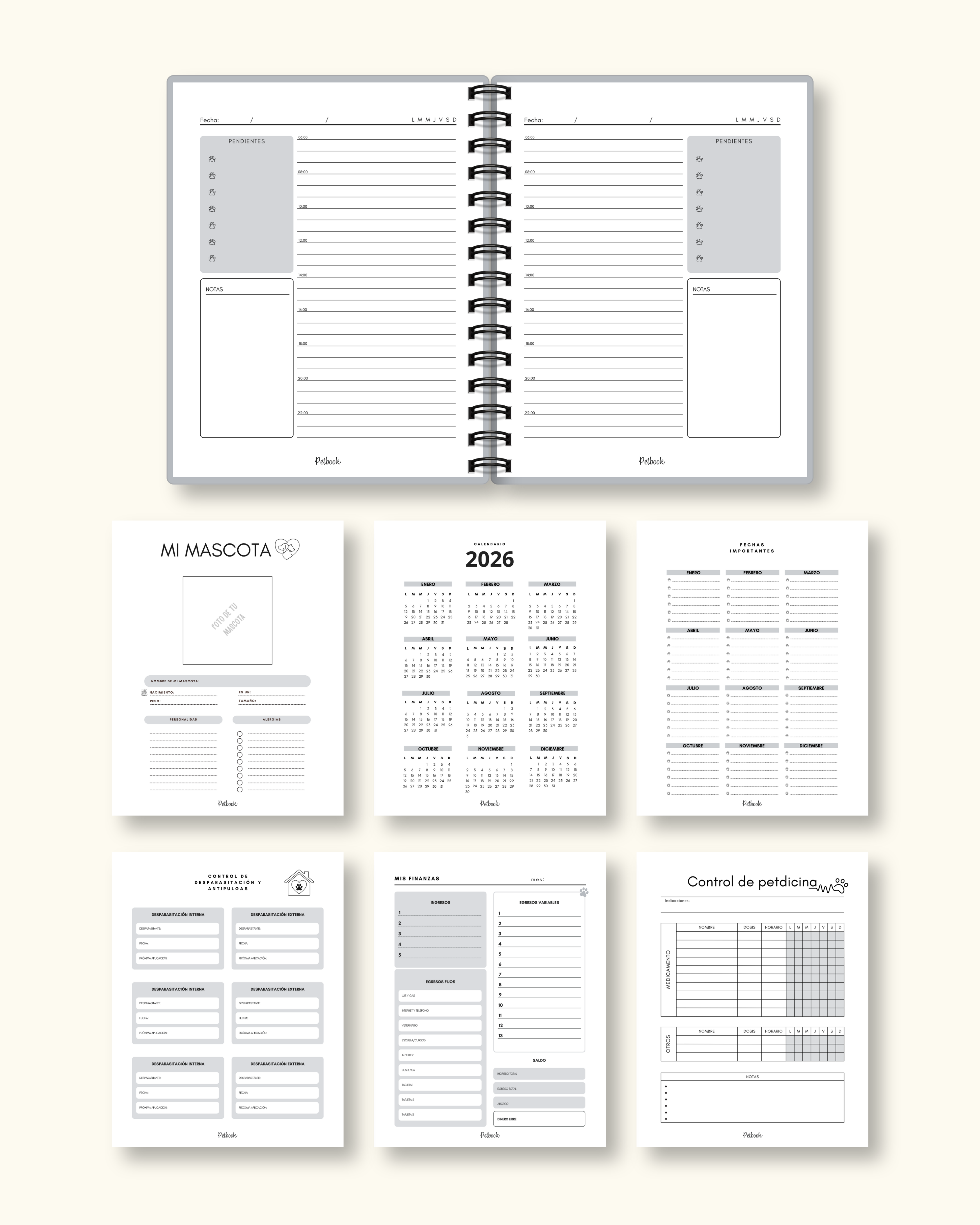Agenda Infinita Diaria 2 mascotas