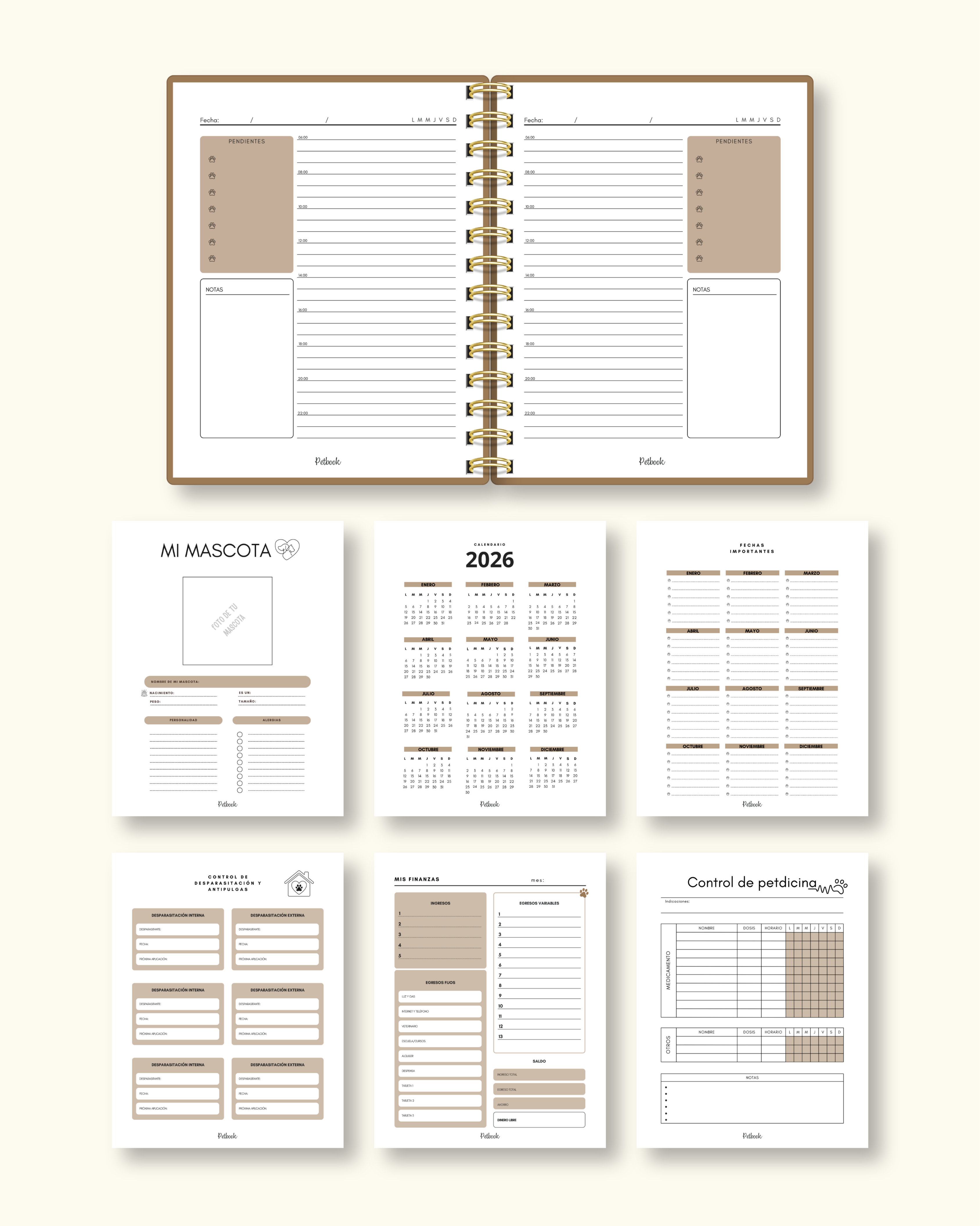 Agenda Infinita Diaria 3 mascotas
